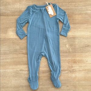 Angel Dear Baby Solid Bamboo Footie Newborn 6-9 months Solid Blue Shadow